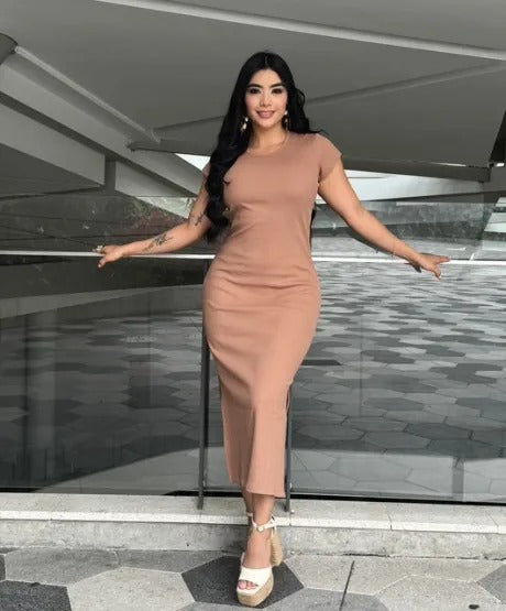 Vestido Rib con Mangas