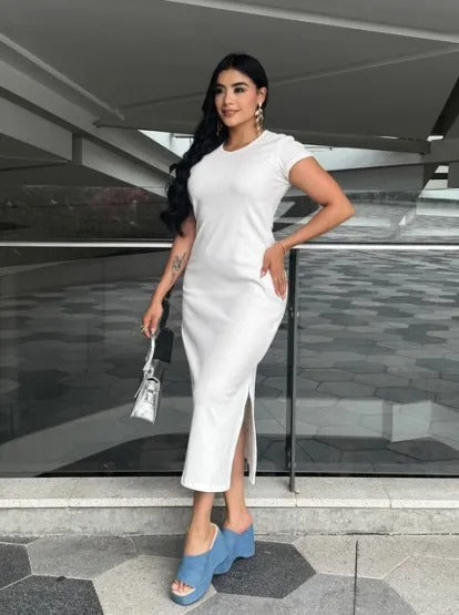 Vestido Rib con Mangas