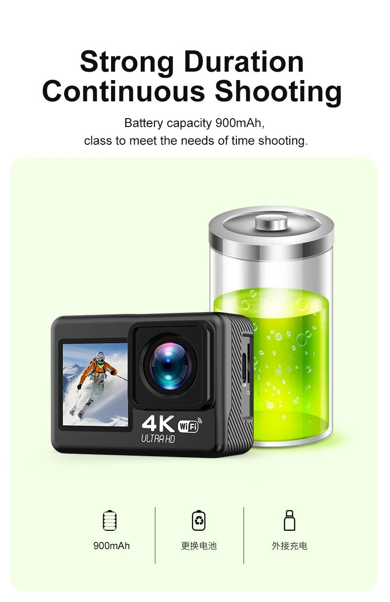 CAMARA MOTO DOBLE PANTALLA TACTIL 4K