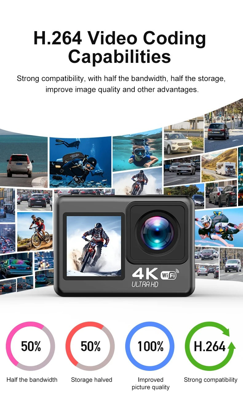 CAMARA MOTO DOBLE PANTALLA TACTIL 4K