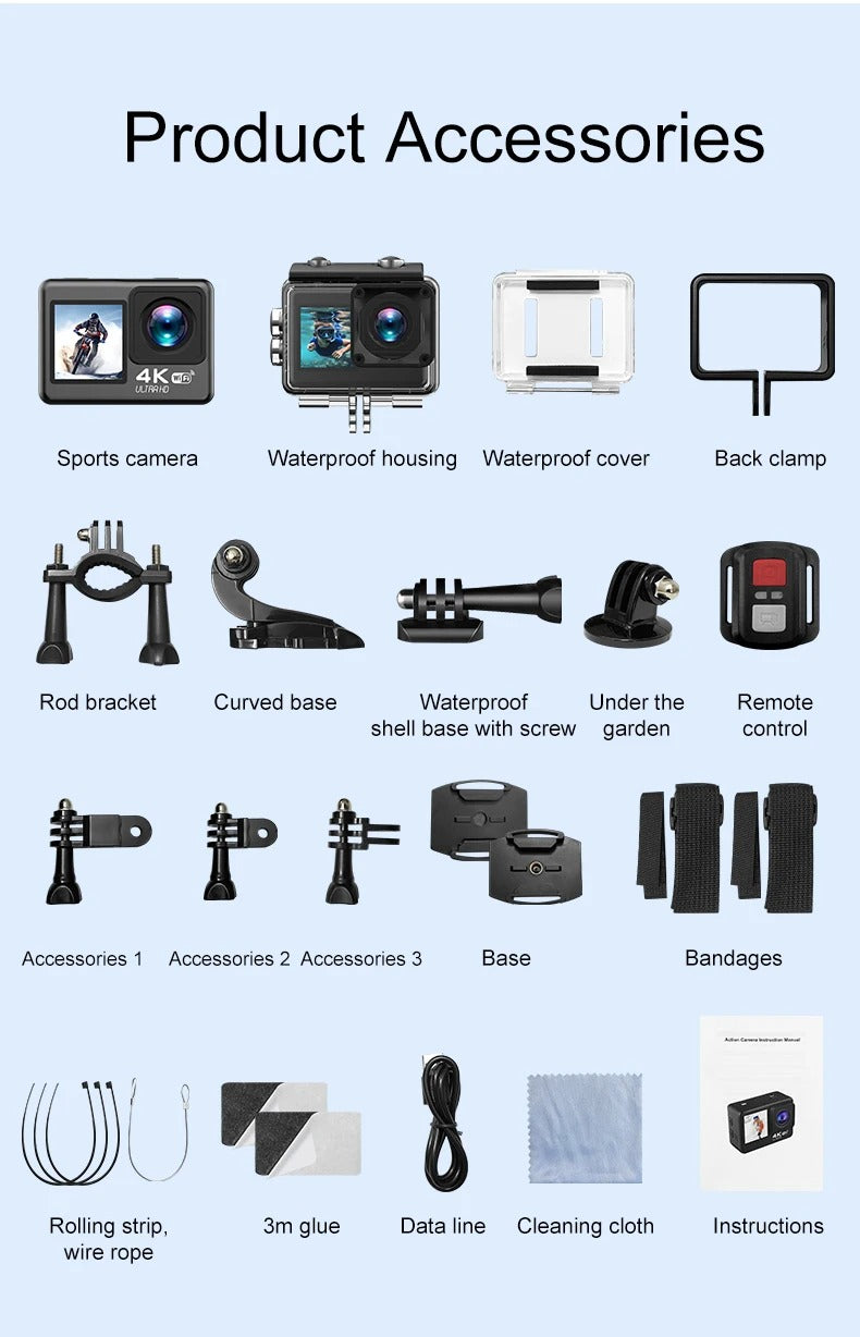 CAMARA MOTO DOBLE PANTALLA TACTIL 4K