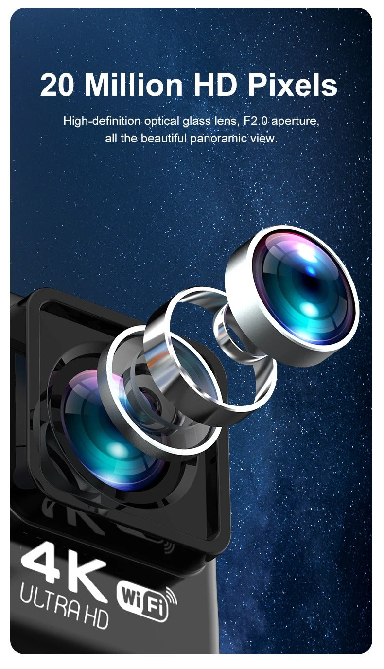 CAMARA MOTO DOBLE PANTALLA TACTIL 4K