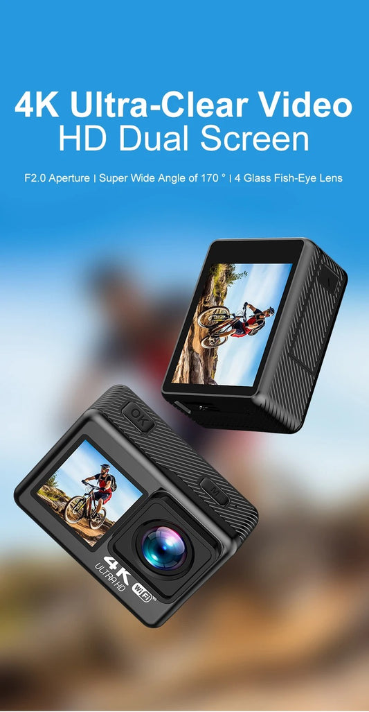 CAMARA MOTO DOBLE PANTALLA TACTIL 4K